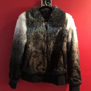 Faux Fur Ombré Bomber Jacket